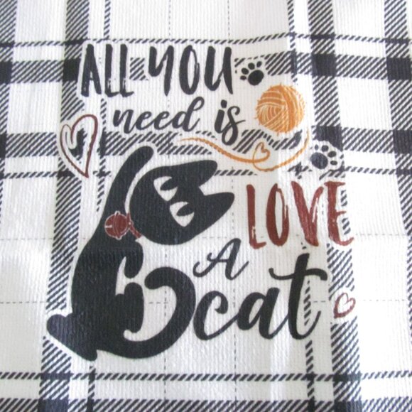 Cat lovers Theme Quotes Kitchen Cotton Dish Towels Set of 3 New - Picture 10 of 13